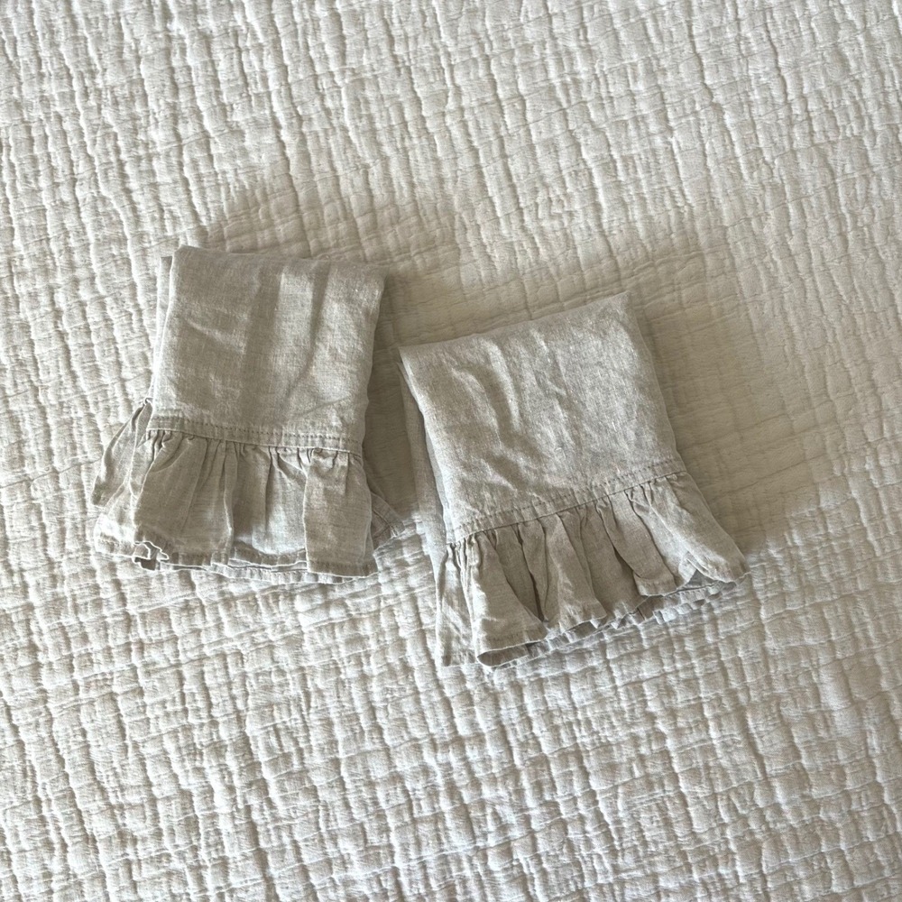 2 100% Linen‎ Ruffle Kitchen Towels - Picture 3 of 9